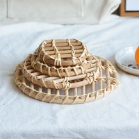 rattan knitting storing snacks coffee table insulated cup and pot mat coffee wood coaster table mat table board placemats