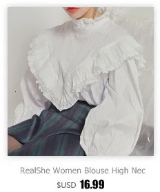 RealShe, модная женская рубашка, воротник-стойка, длинный рукав, одноцветные рубашки и блузки, женские повседневные блузы, Camisas Femininas