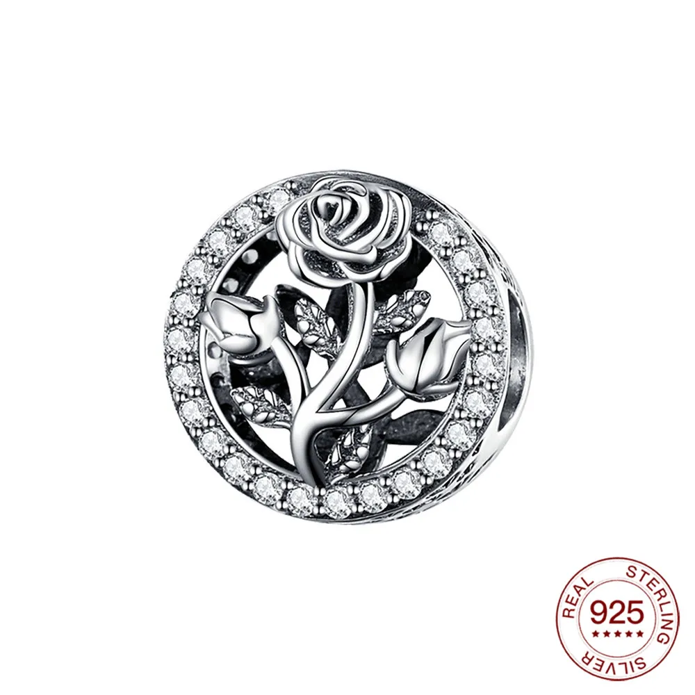 

Женский браслет Pandora, серебро 925 пробы, с цветком розы