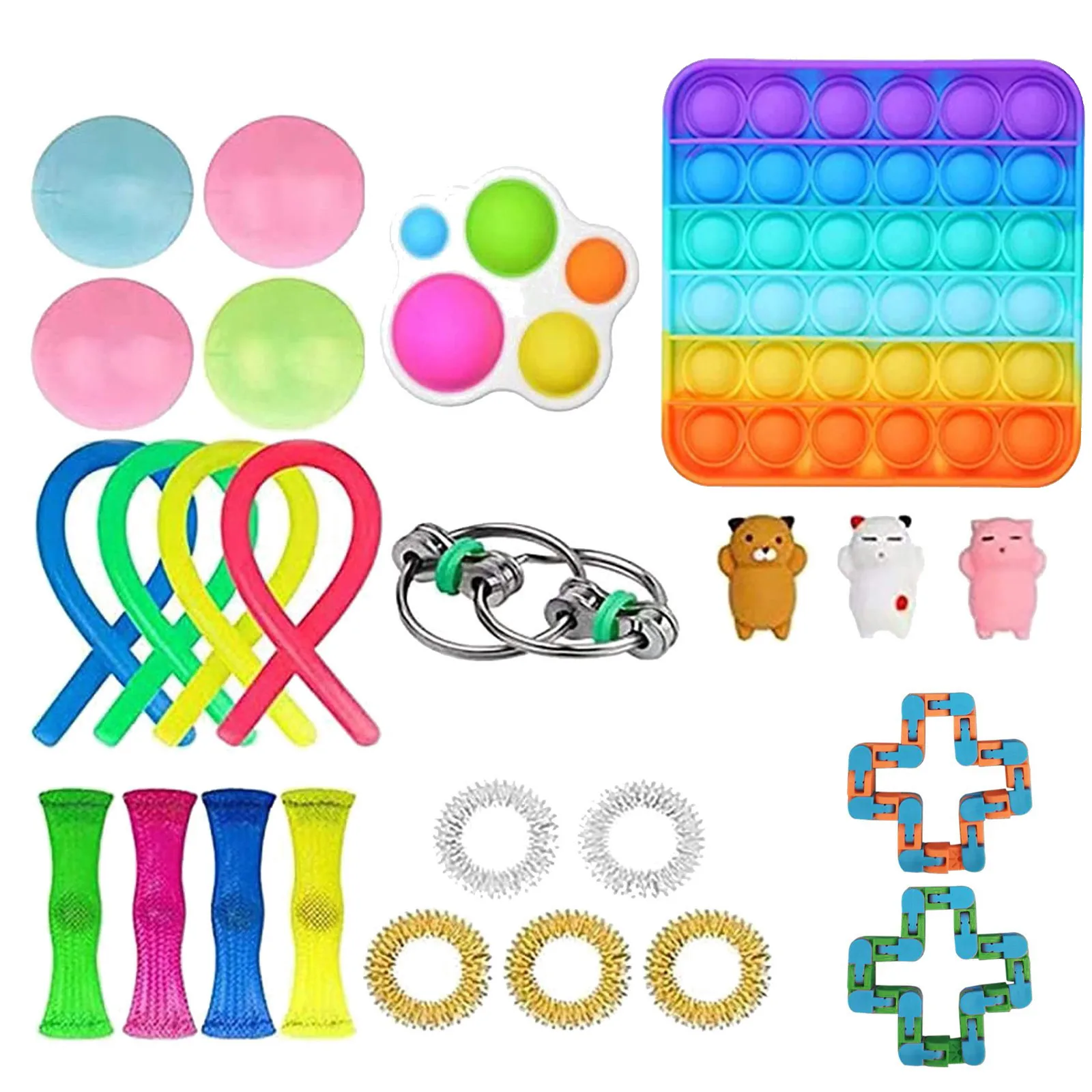 

1set Pop Toys Anti Stress Set Stretchy Strings Toys Gift Pack For Adults Kids Squishy Sensory Antistress Relief Pop Toys Vip