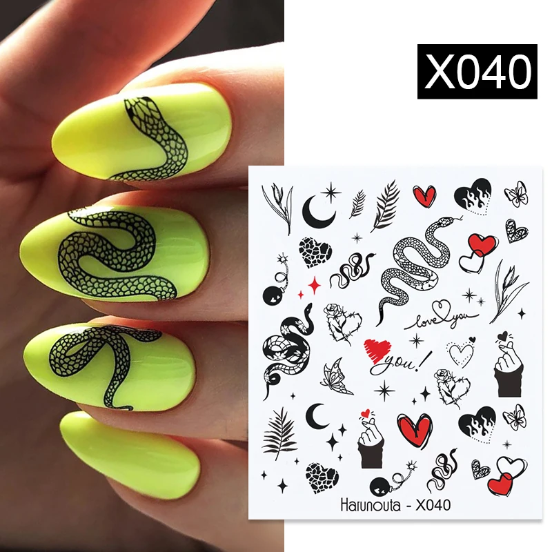 

Abstract Lady Face Water Decals Fruit Flower Summer Leopard Alphabet Leaves Nail Stickers Water Black Leaf Sliders