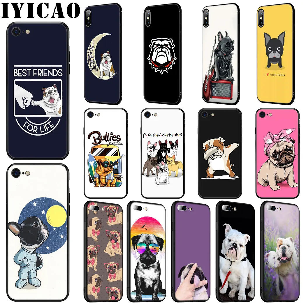 IYICAO Bulldogs dog Soft Silicone Case for iPhone 11 Pro Max XR X XS 6 6S 7 8 Plus 5 5S SE Phone |