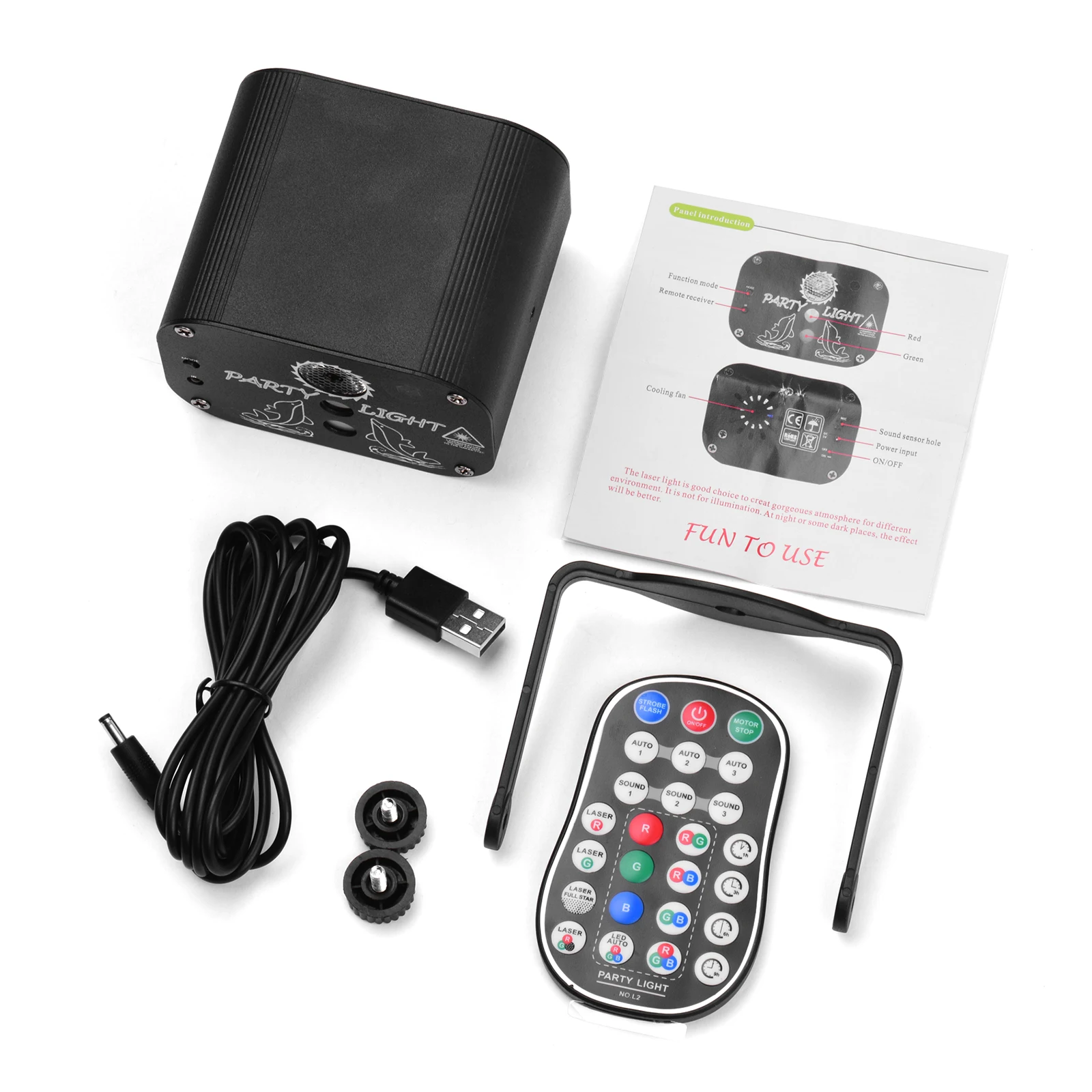 

Muslady IGB-T818 Mini Projector Light Stage Beam Lights USB Powered Sound Activated Remote Control with Strobe Flash Effects