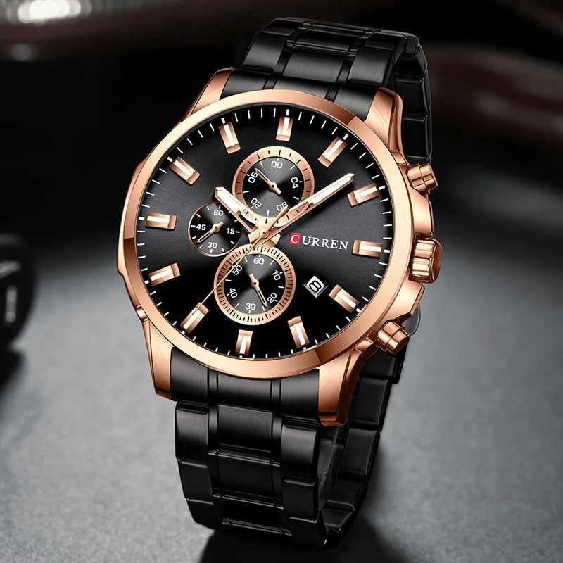 Мужские часы Curren большого размера кварцевые мужские люксовый бренд хронограф из