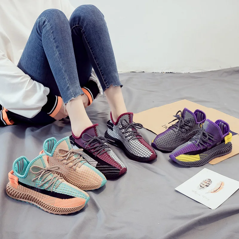 Женские кроссовки для бега дышащие сетчатые повседневные со светящимися