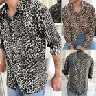 Мужская модная рубашка с леопардовым принтом, рубашка с длинным рукавом, повседневная, для вечеринки, 2021