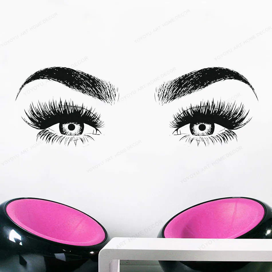 

Eyelashes Window Sticker Beauty Salon Woman Face Lashes wall decal Eyebrows wall decor JH42