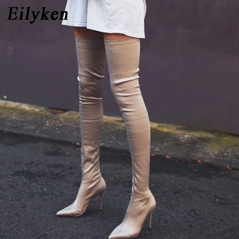 Eilyken/; ботфорты выше колена; эластичные сапоги; Mujer; пикантные сапоги до колена на высоком каблуке; пикантные сапоги-носки для ночного клуба; Новинка