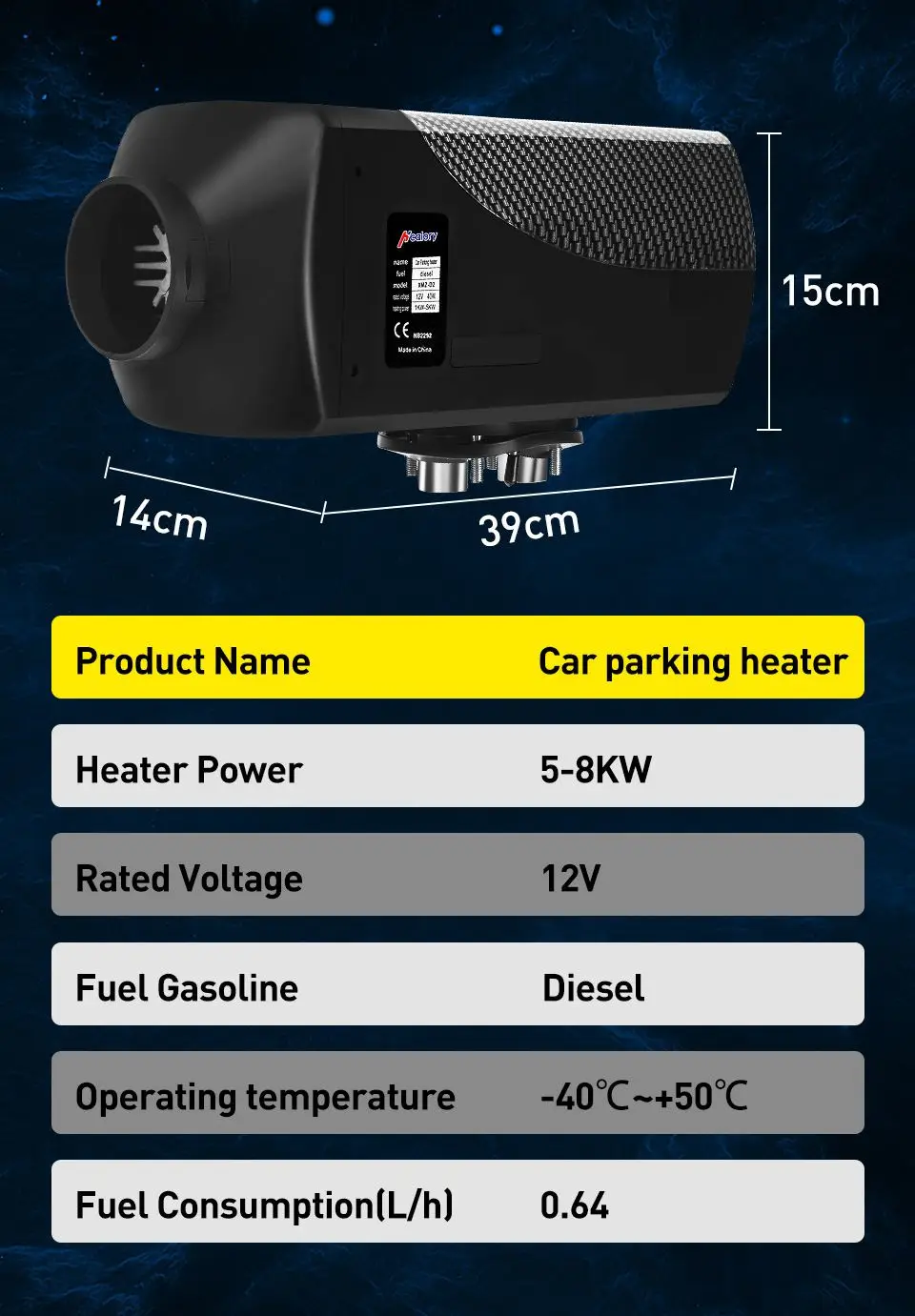 

HCalory Car Heater 12V 5-8KW for Webasto Diesels heater LCD Monitor+Silencer for RV Car Truck Motor Home Boat Motorhom