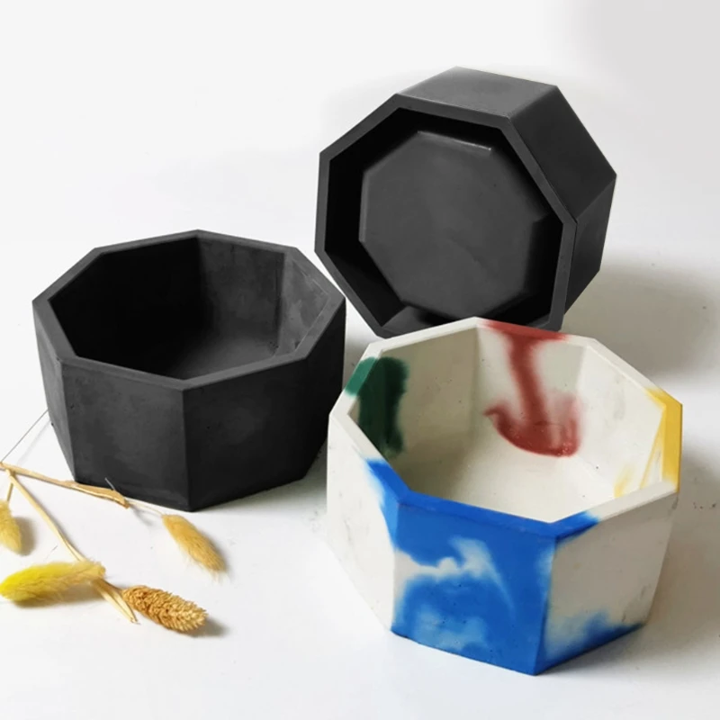 

Octagonal Cement Flowerpot Casting Silicone Mould DIY Crafts Decorations Making Tools Storage Cup Epoxy Resin Mold