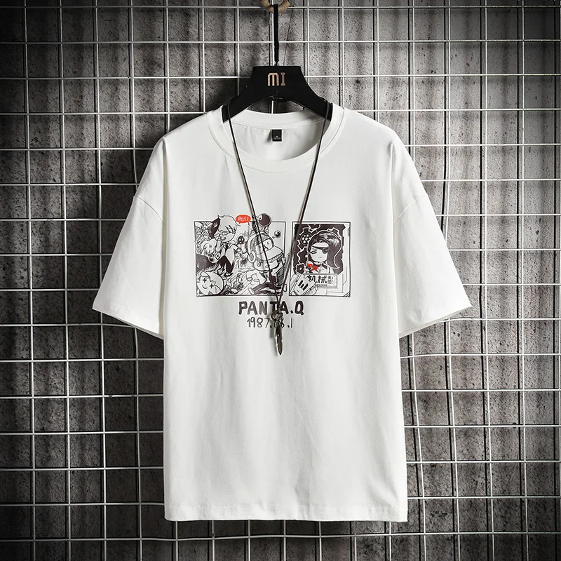 GlacialWhale Oversized T-shirt Men 2021 Summer Anime Printed Tshirt Unisex Hip Hop Japanese Streetwear Harajuku T Shirt For Men
