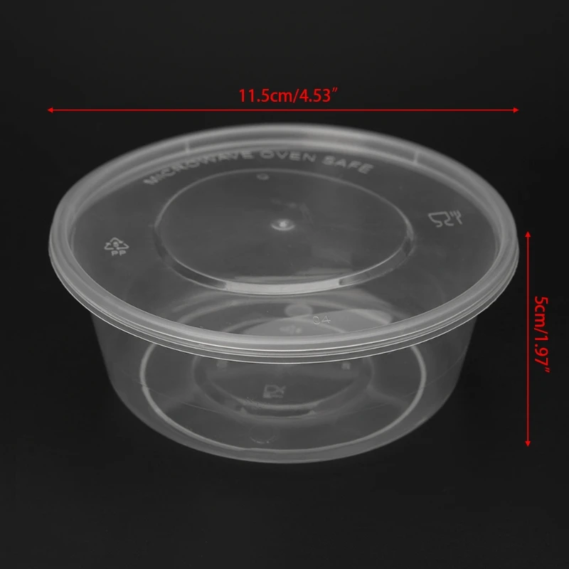 10Pcs 300ml Plastic Disposable Lunch Soup Bowl Food Round Container Box With Lids New | Дом и сад