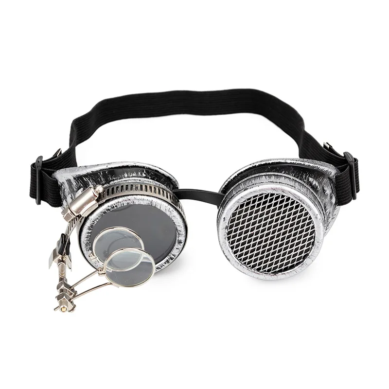 45Ancient silver Стимпанк очки два цвета линзы очки с синими линзами как аксессуары Rave вечерние EDM Косплей панк винтажные очки - Цвет линз: 45Ancient silver