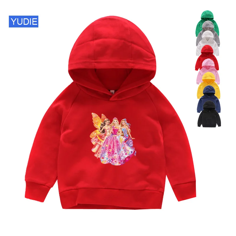 girls Hoodies red Футболка для девочек; хлопковая одежда для малышей Kawaii; милые топы с короткими рукавами; детские толстовки с капюшоном; Свитшот; teeTops; Модная одежда для малышей - Цвет: girls Hoodies red
