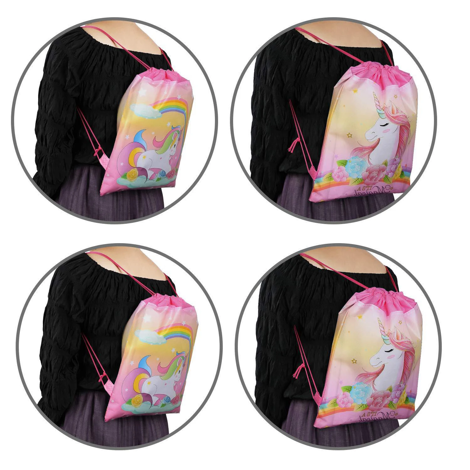 

Pink Unicorn Drawstring Pocket Girl Unicornion Gift BagUnicorn 1 2 3 Kids Candy Package Happy Birthday Party Decor Kids Girl