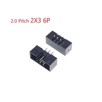 1000 pcs box header 6 pin 2x3p 2 0mm pitch male shrouded pcb straight idc socket dual rows space 2 0 through hole dip