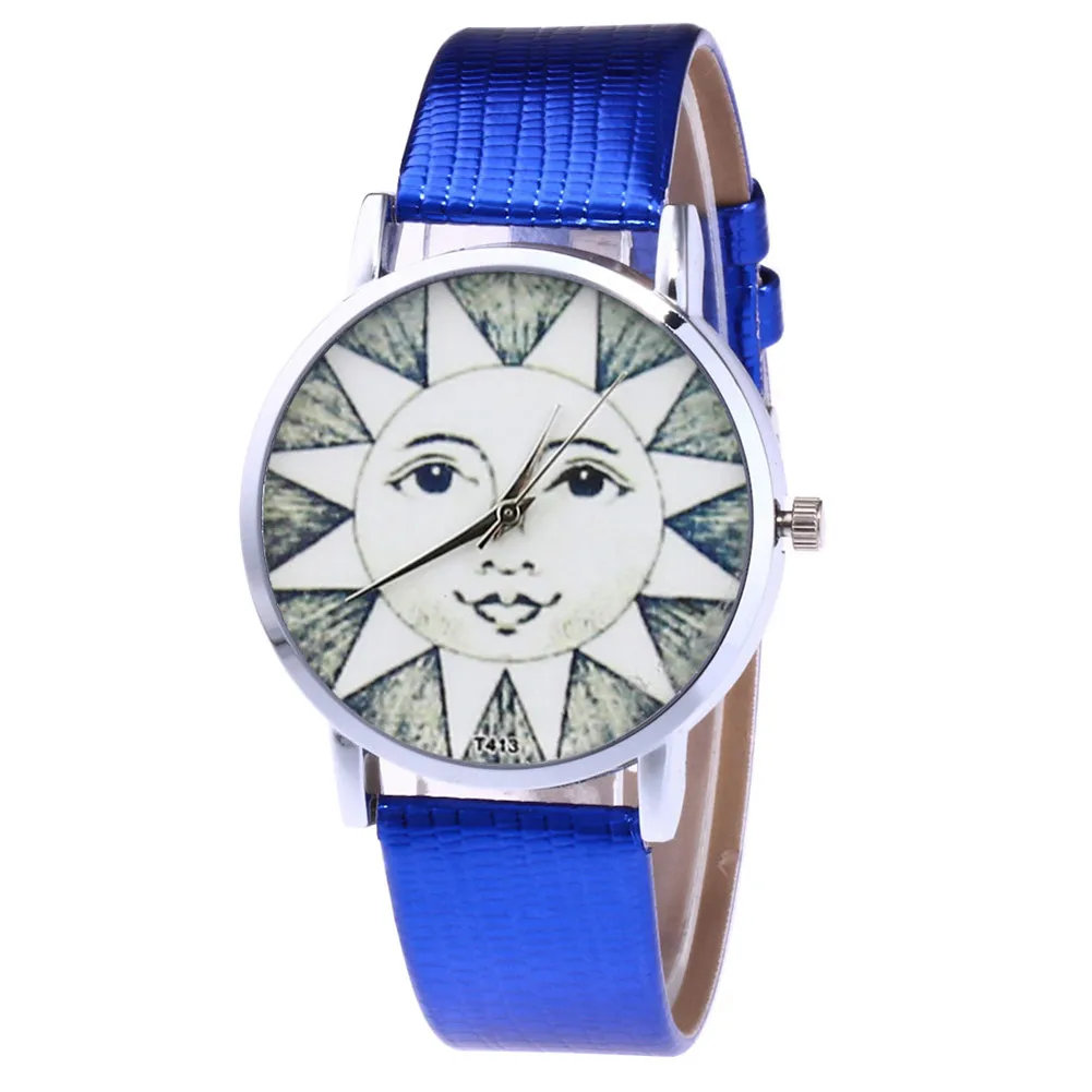 

Watch For Women Cartoon Quartz Watch Women Faux Leather Strap Little Sun Round Dial Watch Couple Watches