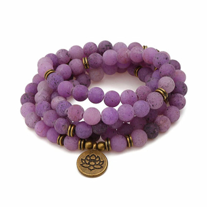 

6 мм матовый фиолетовый нефритовый драгоценный камень мала браслеты 108 бусин мала целебная Йога Религия благословит энергии ручной работы