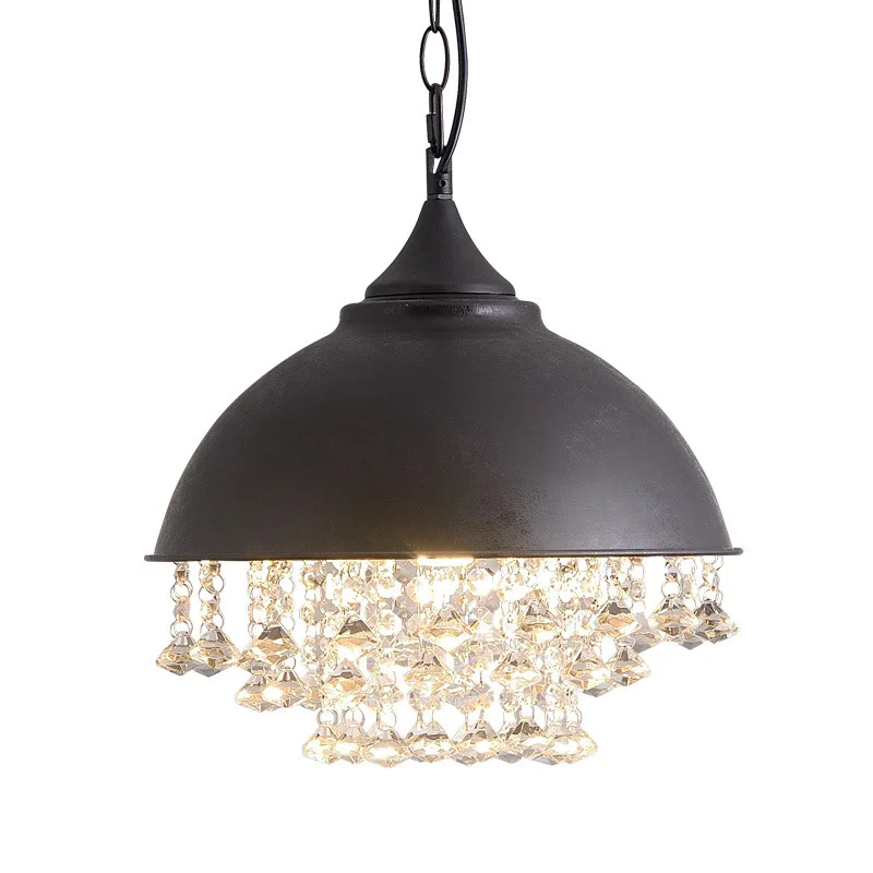 

American retro LED crystal pendant chandelier industrial style cafe restaurant bar table clothing store decorative chandelier