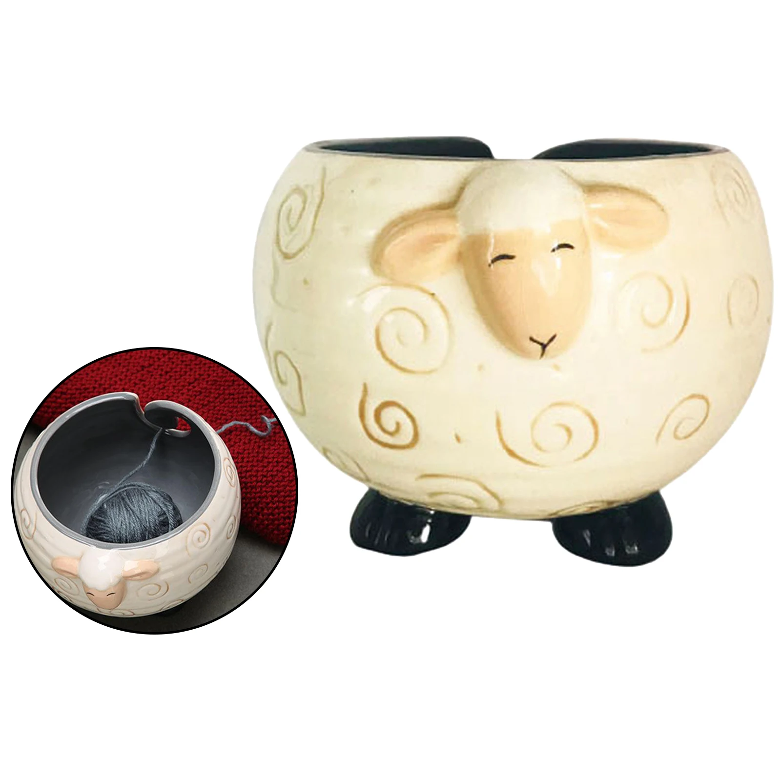 

Керамическая миска для вязания крючком из шерстяной нитки, подарок для любителей, украшение для дома и стола