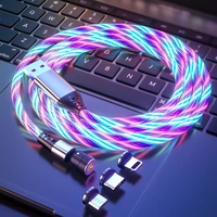 aufu glow led lighting magnetic micro usb type c cable luminous magnet cable usb charger cable for iphone 12 11 huawei xiaomi