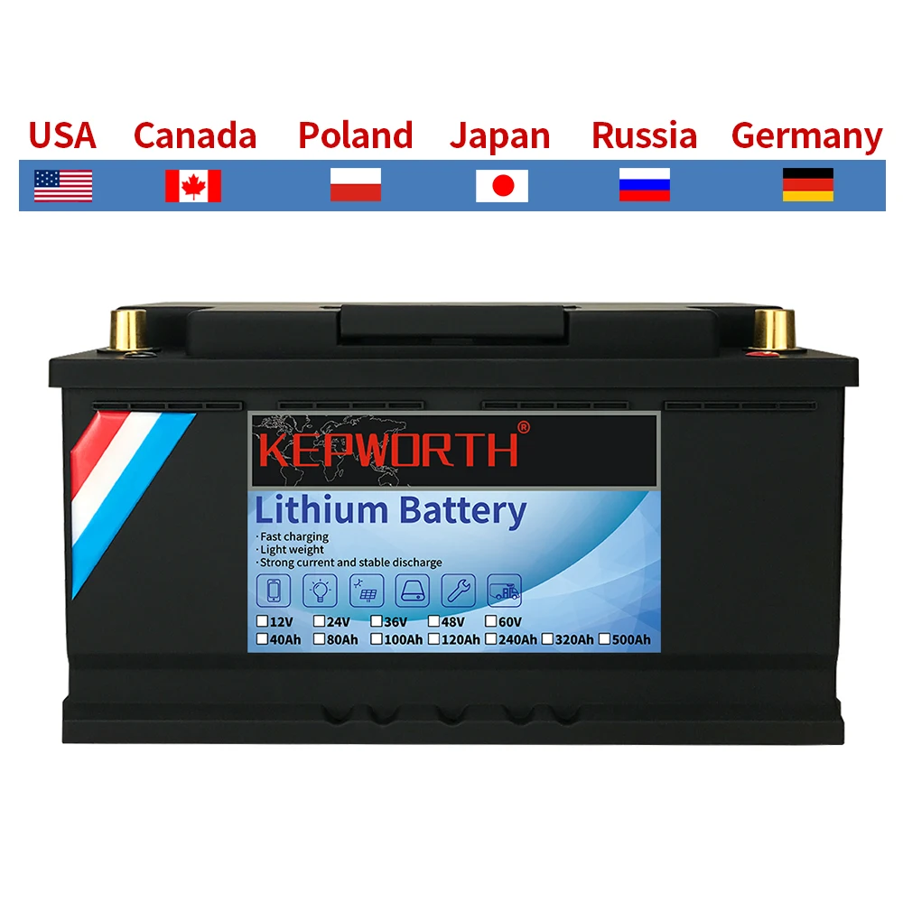 

12V 120Ah LiFePO4 Battery Pack With BMS Lithium Power Golf Cart Batteries 6000 Cycles RV Campers Off-Road Off-Grid Solar Energy