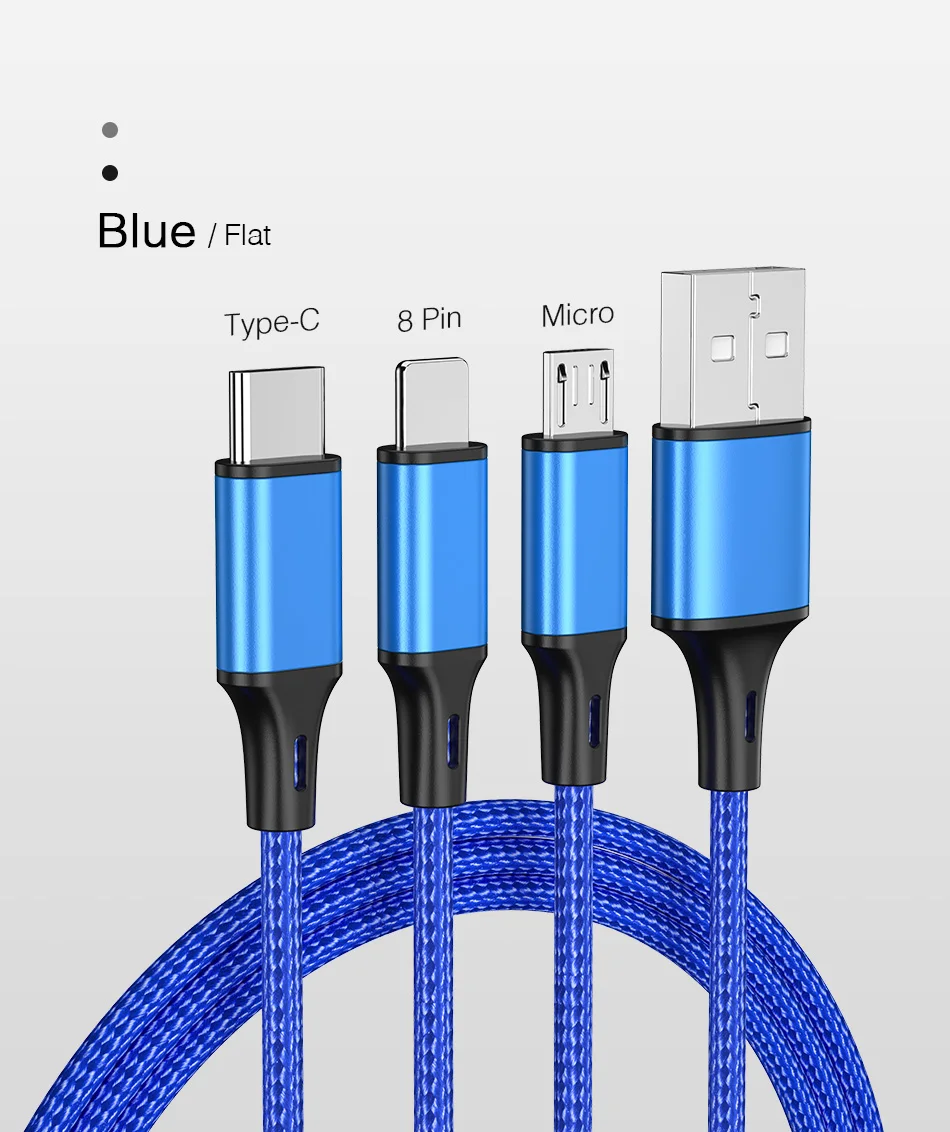 YKZ кабель для мобильного телефона 3 в 1 Micro USB кабель usb type-C кабель для зарядки для samsung Xiaomi huawei USB шнур для освещения