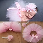 Повязка на голову с юбкой и цветами, 2 шт.компл., для новорожденных, 6 месяцев