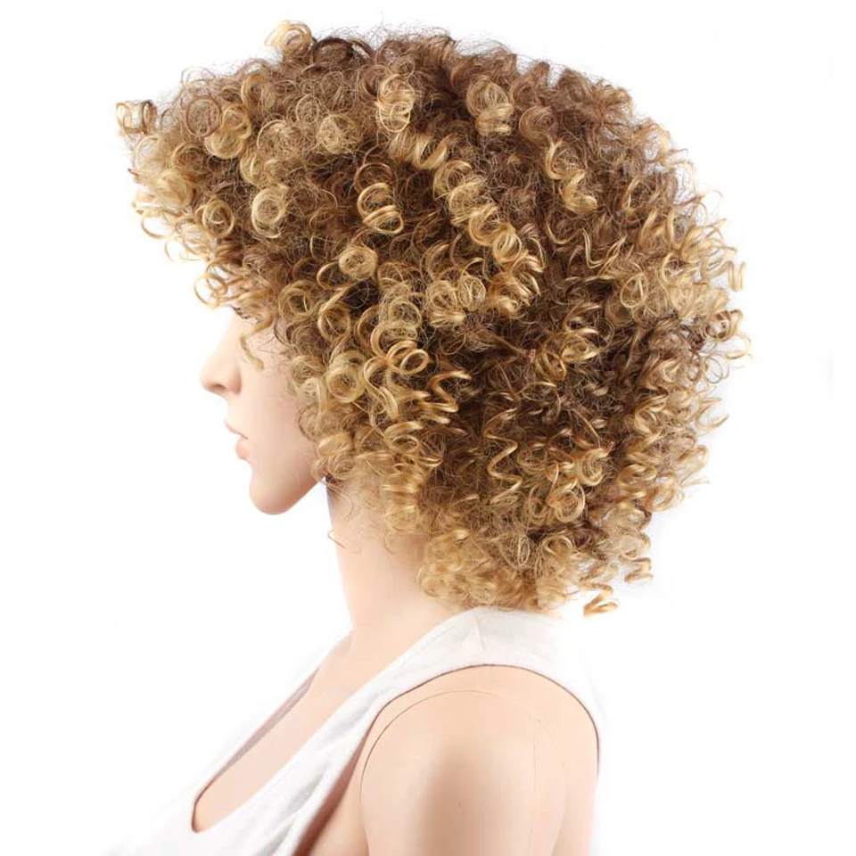 WEILAI короткий кудрявый афро парик для чернокожих женщин синтетические парики