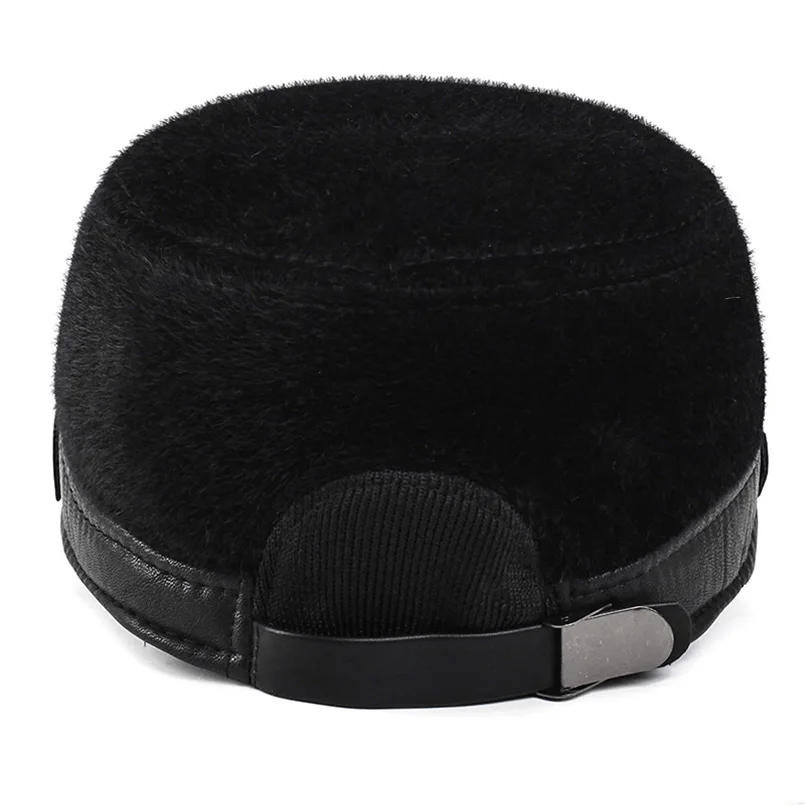 Русская Мужская меховая теплая Плоская верхняя Кепка Классическая кожаная кепка