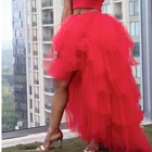 Трендовые 2010 красные Многослойные оборки Высокая Низкая Свадебная Тюлевая юбка пышная модная женская юбка-пачка плюс размер эластичная юбка-пачка Saias