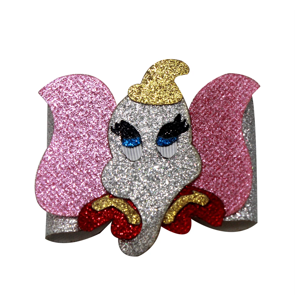 4 Inch Halloween hair bows Elephant bow cartoon Hair accessory clip synthetic leather for girls gift | Детская одежда и обувь