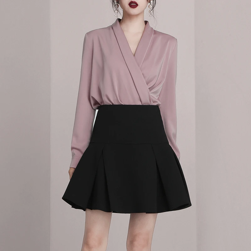 Женский офисный костюм из 2 предметов Max Spri модный топ с v образным вырезом и