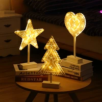 led night light five pointed star love heart christmas tree table lamp bedroom bedside lamp kid gift party supplies xmas decor