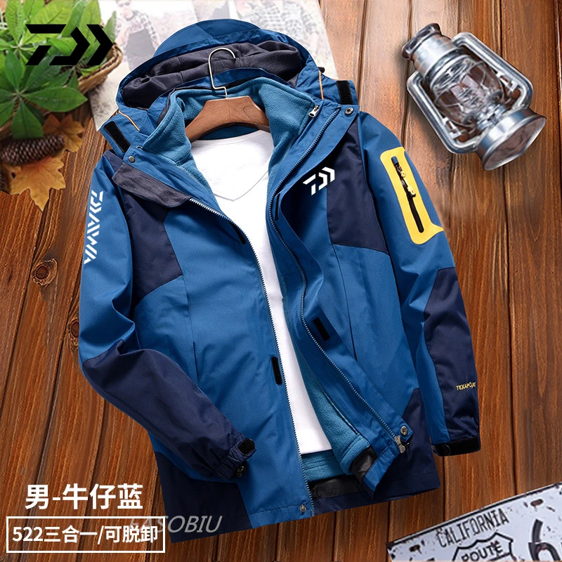 

Daiwa Autumn Winter Plus Velvet Fishing Clothing Long Sleeve Hooded Windproof Fishing Clothes Outdoor Sport Fishing Jackets Men