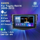 Автомобильный DVD-плеер, 8 ядер, 6 ГБ + 128 Гб, Android 11, 4G, LTE, Wi-Fi, BT, GPS для Toyota RAV4, RAV 4, 2005-2013, Автомобильный мультимедийный радиоприемник, поддержка Carplay