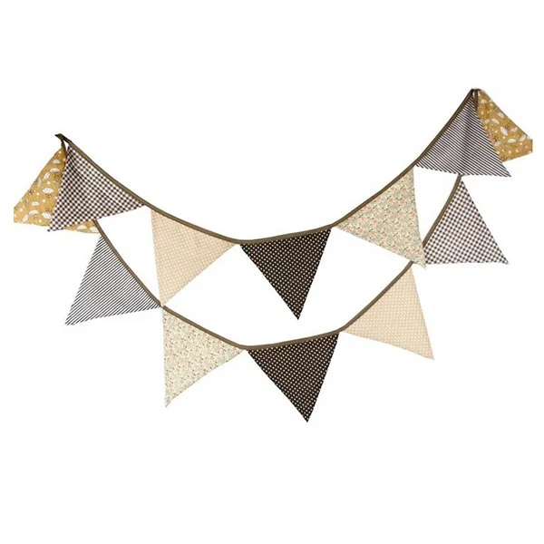 

Vintage Floral Bunting Banner Shabby Chic Triangle Pennant Garland Wedding Birthday Party Decoration (Coffee)