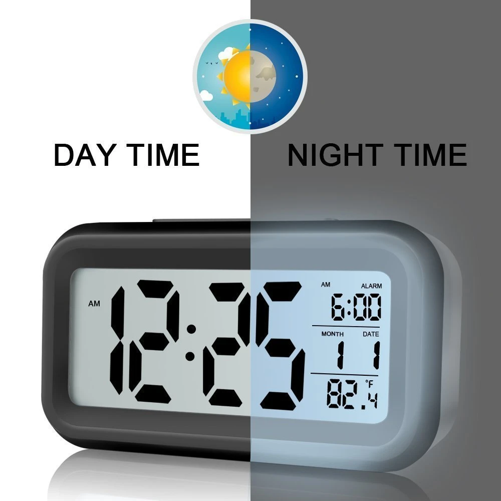 

New Creative Digital Alarm Clock Student Clock LCD Screen Children's Snooze Battery Sensor Nightlight Office Clock