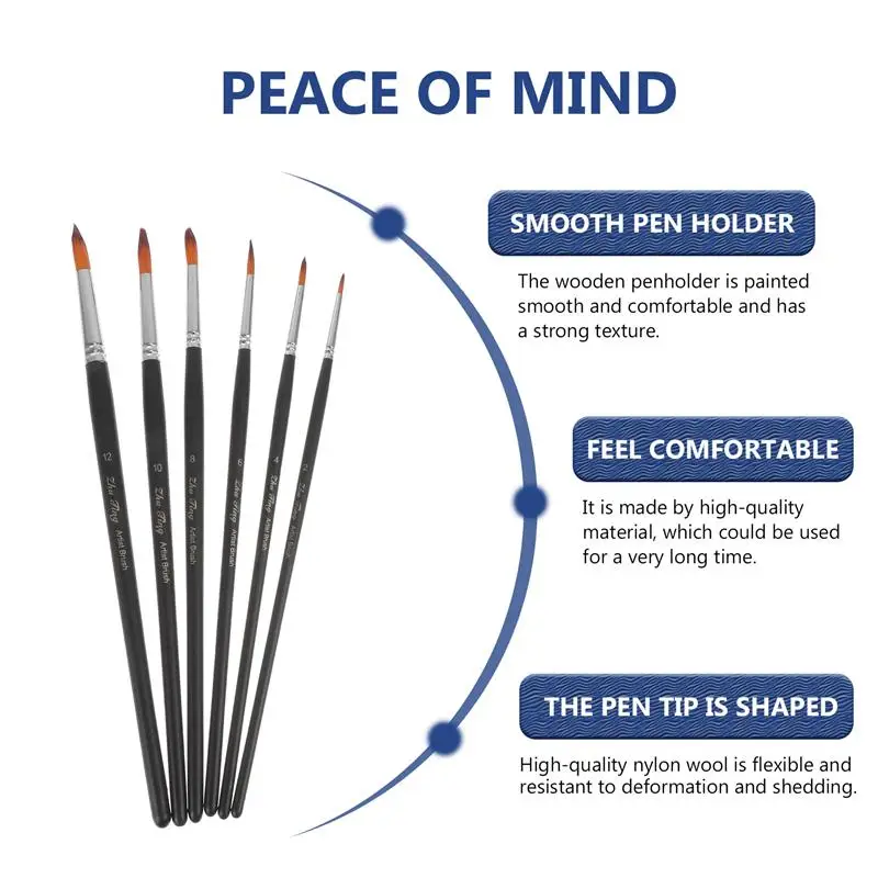 

6 шт., ручка для рисования, практичные портативные тонкие кисти для рисования