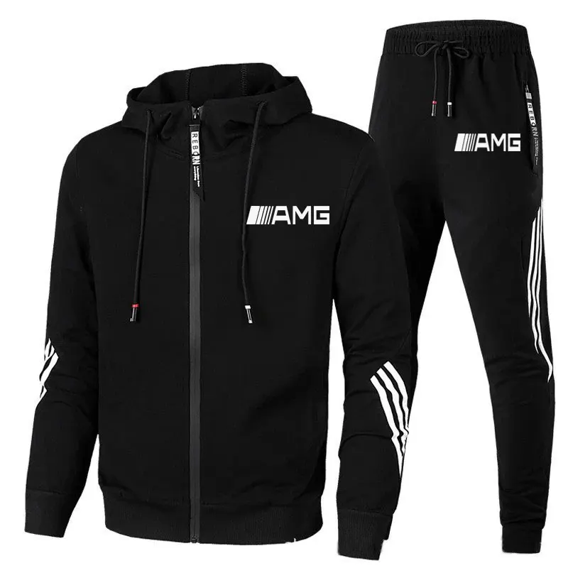 

Chndal con estampado AMG para hombre, conjunto de 2 piezas, Sudadera con capucha y pantalones, ropa deportiva informal