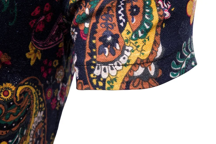 Мужская рубашка с принтом пейсли гавайская модная винтажная из хлопка и льна