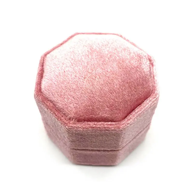 

Velvet Single Ring Box Octagon Wedding Ceremony Ring Box with Detachable Lid