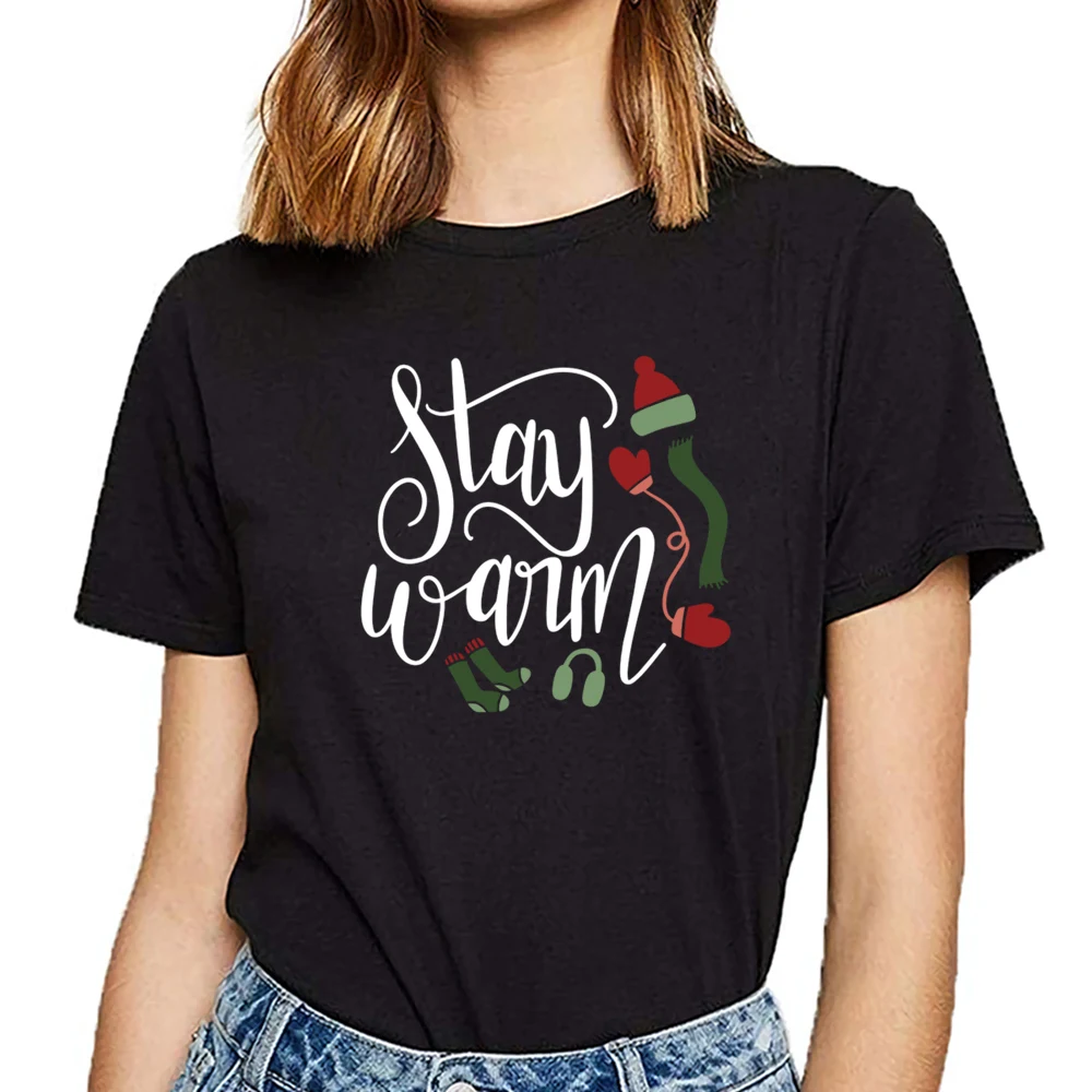 

Tops T Shirt Women stay warm Design Black Custom Female Tshirt
