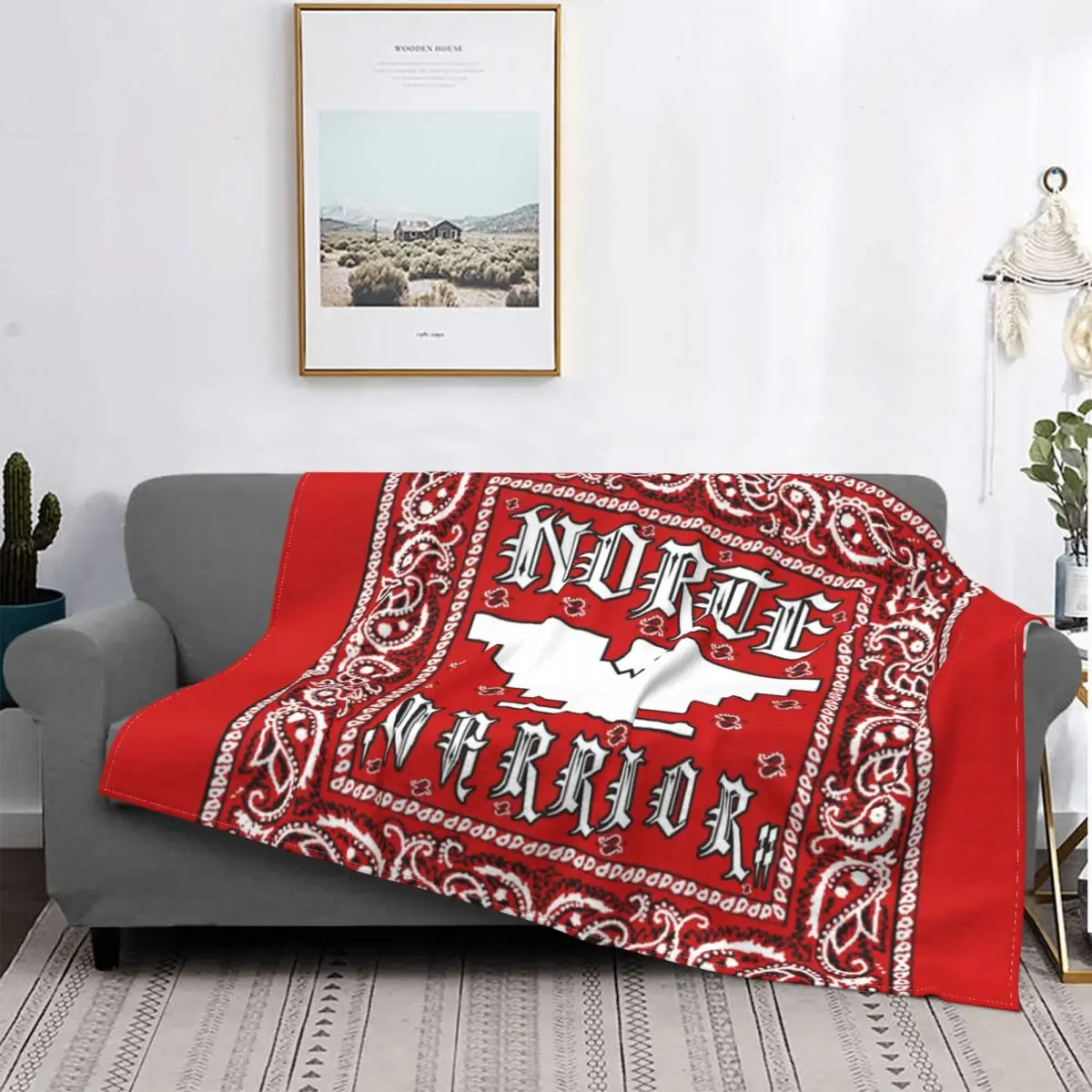 

Manta con diseño de bandana roja del Norte Warrior, edredones a cuadros para cama, manta Kawaii mullida a cuadros