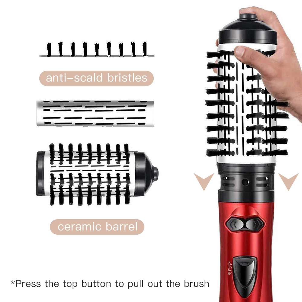 

2 IN1 Rotating Hair Dryer Brush Comb Hair Straightener Curler Roller Curling Rod Anion Hot Air Dryer Comb Hair Styling Brush