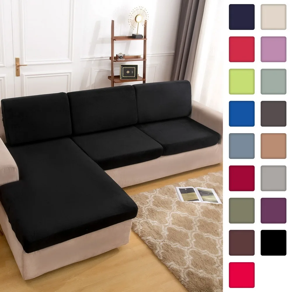 

Плюшевая однотонная подушка для дивана, чехол на сиденье, эластичная угловая подушка для дивана, чехол на стул, защитный чехол для мебели, дл...