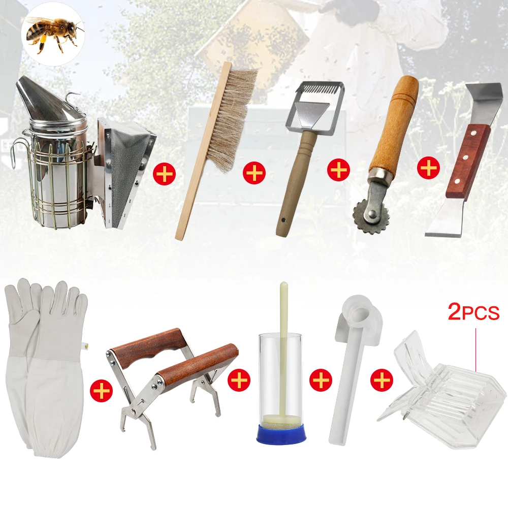 Beekeeping Bee Hive Smoker Kit Tools Equipment Set Queen Rearing System Cultivating Box Water Feeder Bee Clothing For Beekeeper