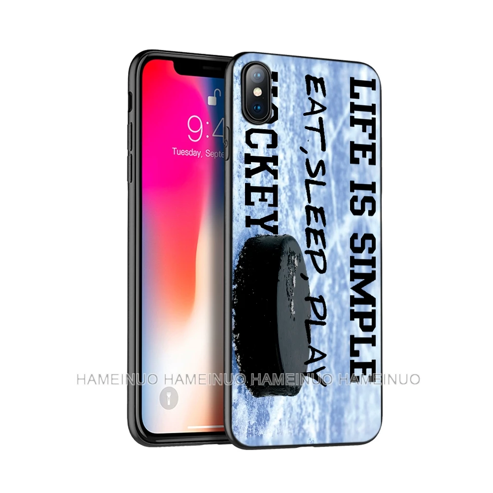 Черный ТПУ чехол для iphone 5 5S SE 6 6s 7 8 plus x 10 силиконовый XR XS 11 pro MAX хоккейный