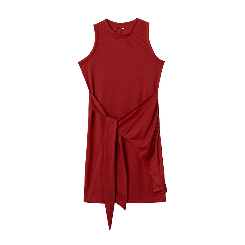 

Women Fashion 2021 Sleeveless Ruched Drawstring Summer Casual Office Outfits Ladies Bodycon Wrap Mini Short Party Club Dress