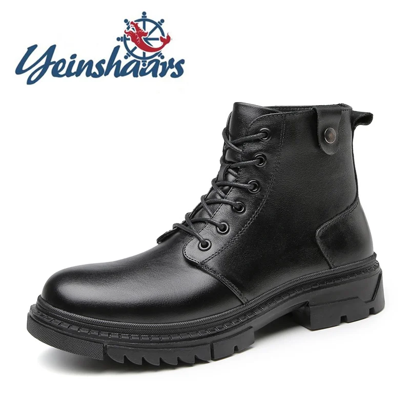 Мужская обувь из натуральной кожи модные уличные походные ботинки на шнуровке